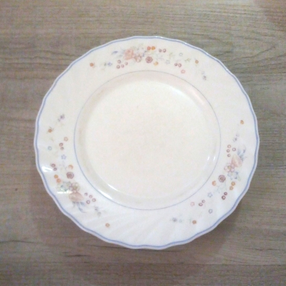 6 vintage 1970 Victoria Acropol milk glass side plates